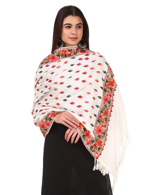 white embroidered shawl - 17596059 - Standard Image - 1