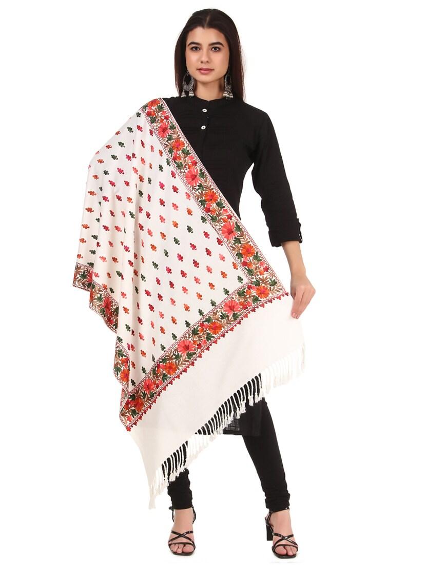 white embroidered shawl - 17596059 - Zoom Image - 3