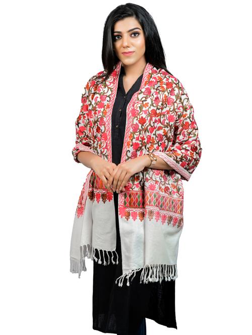 white embroidered stole - 17596063 - Standard Image - 1