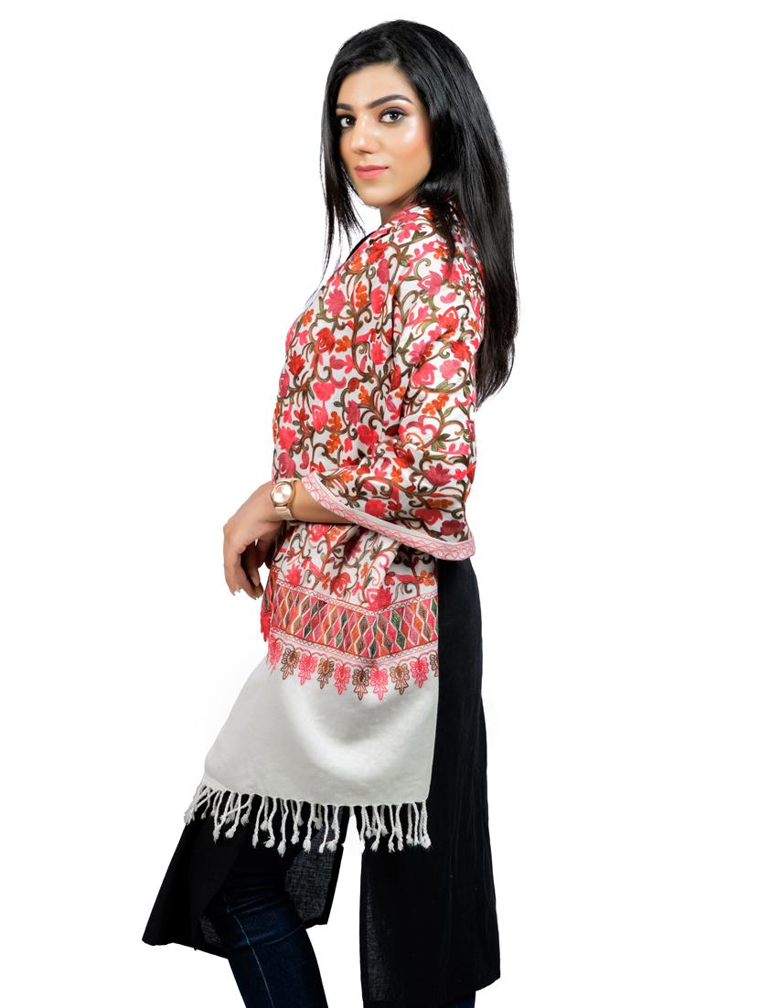 white embroidered stole - 17596063 - Zoom Image - 2