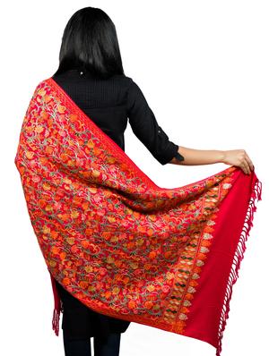 red embroidered stole - 17596064 - Standard Image - 3