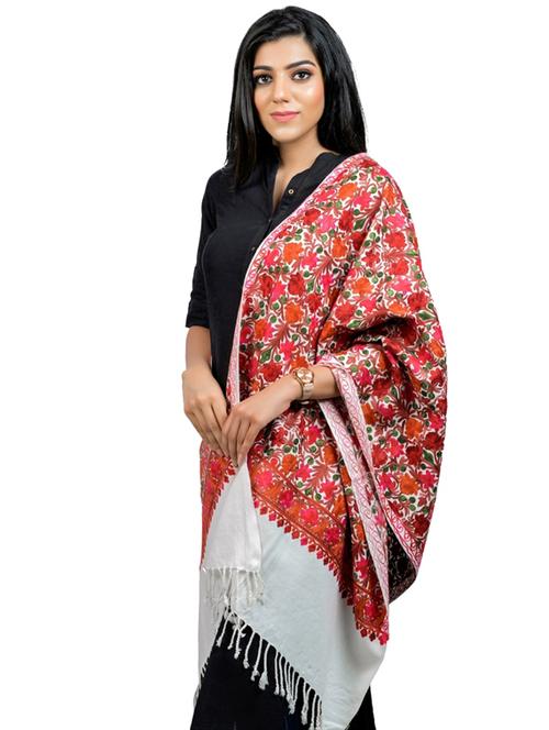 white embroidered stole - 17596070 - Standard Image - 1