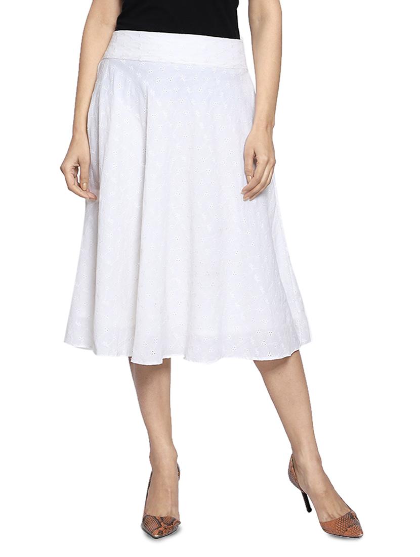 white solid flared skirt - 17596151 - Zoom Image - 1