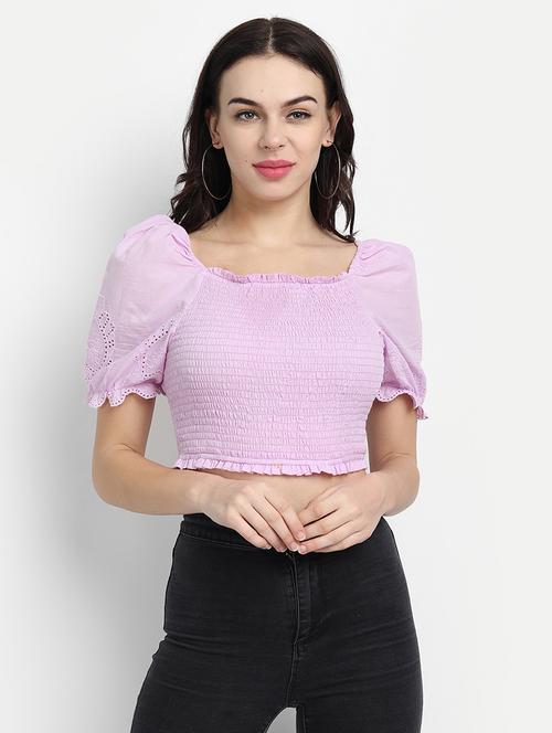 smocked crop top - 17596192 - Very Small Image - 1
