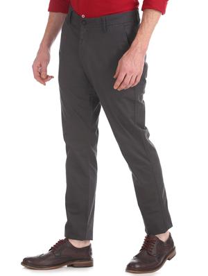 grey solid flat front casual trouser - 17597686 - Standard Image - 2