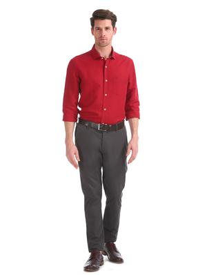 grey solid flat front casual trouser - 17597686 - Standard Image - 4