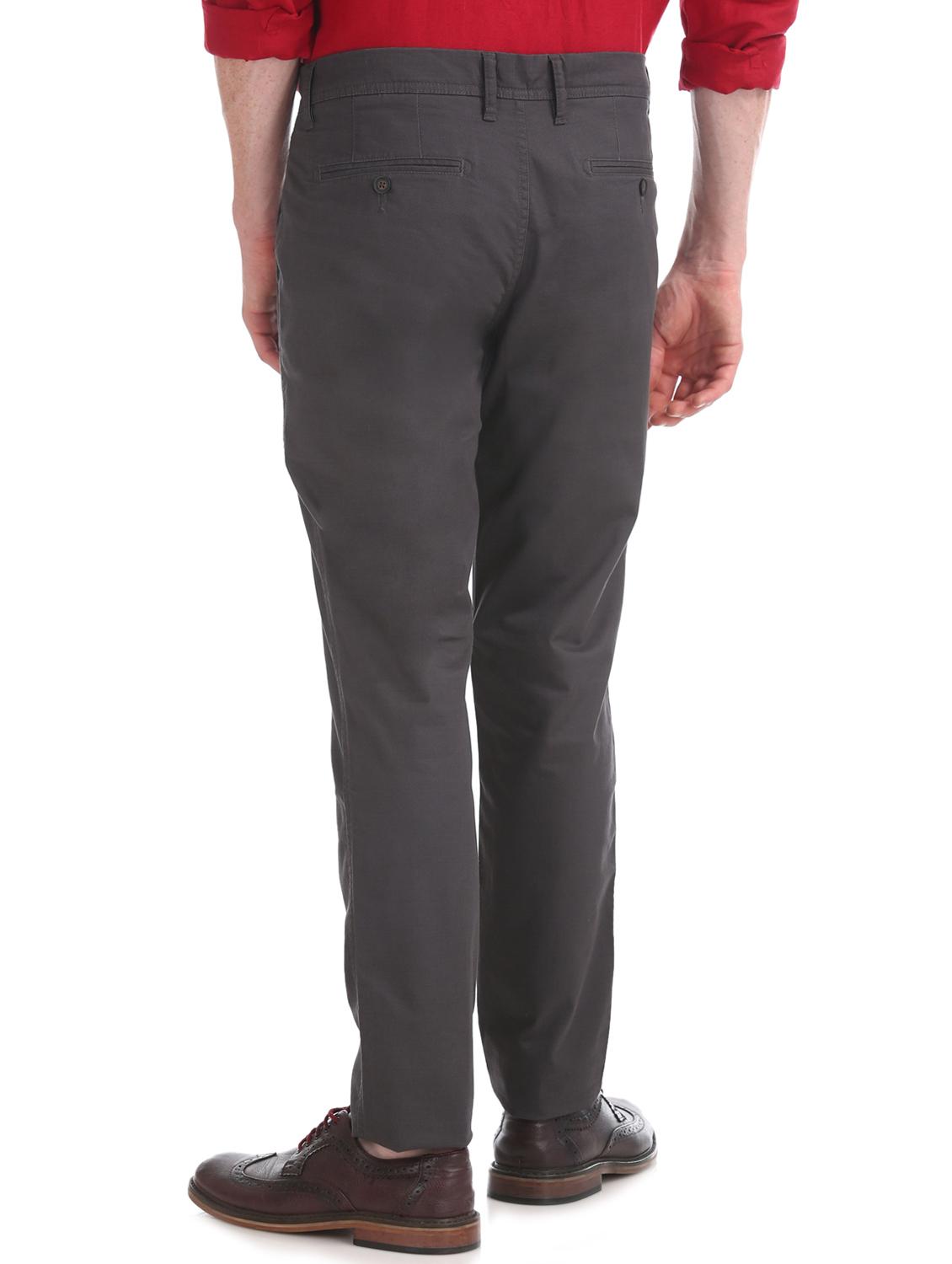 grey solid flat front casual trouser - 17597686 - Zoom Image - 3