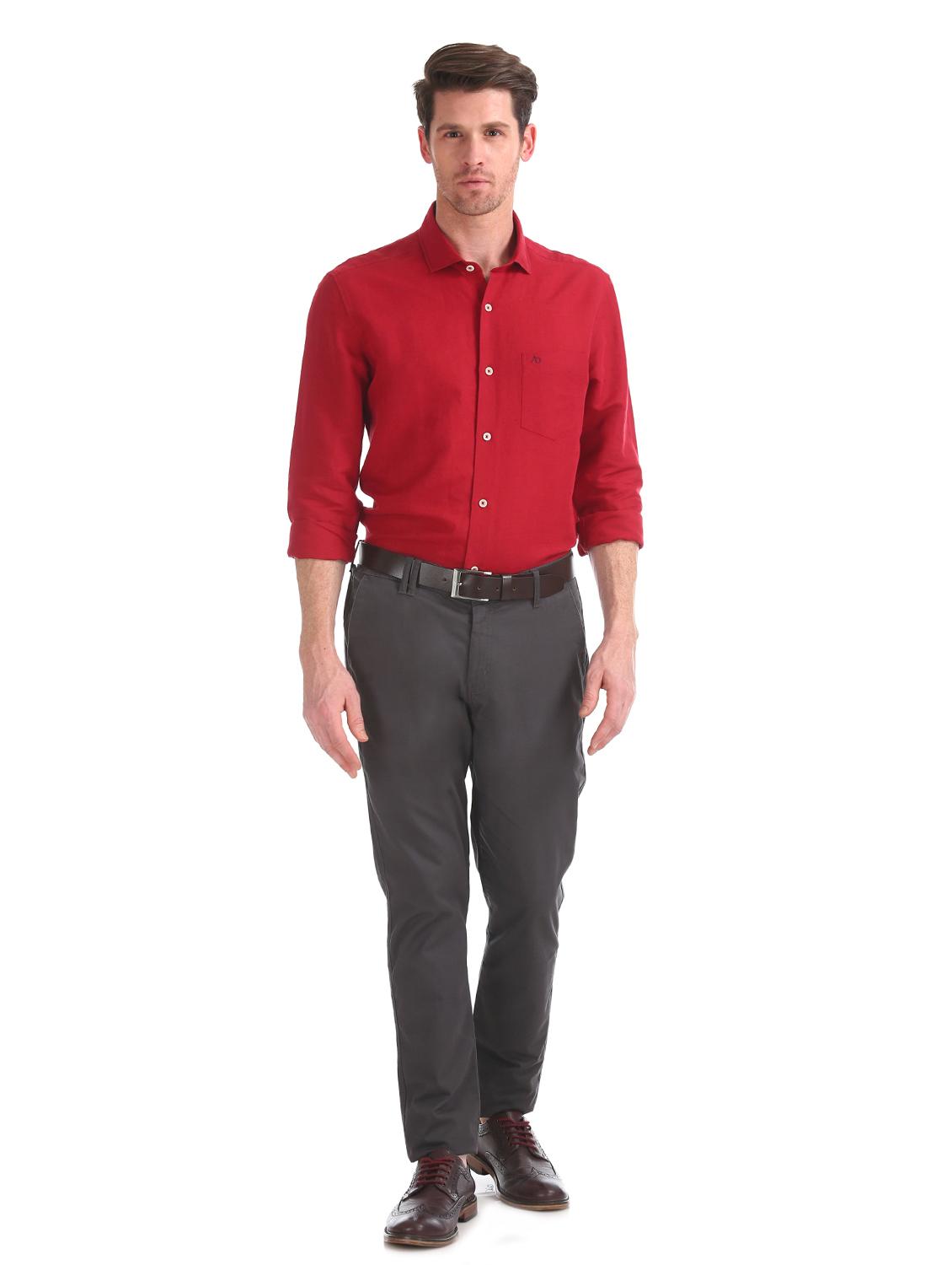 grey solid flat front casual trouser - 17597686 - Zoom Image - 4