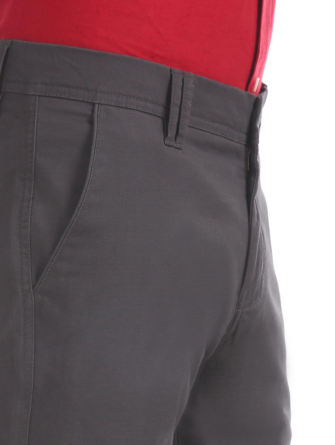 grey solid flat front casual trouser - 17597686 - Zoom Image - 5