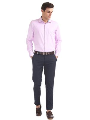 navy blue solid chinos trouser - 17597687 - Standard Image - 4