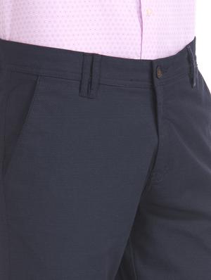 navy blue solid chinos trouser - 17597687 - Standard Image - 5