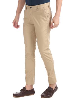beige solid chinos trouser - 17597688 - Standard Image - 2