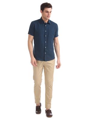 beige solid chinos trouser - 17597688 - Standard Image - 4