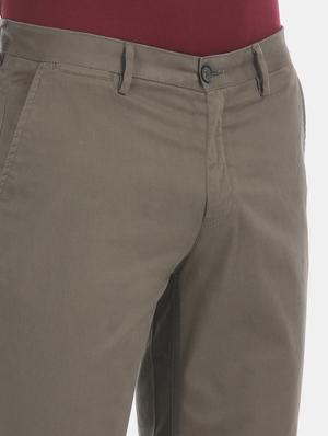 green solid flat front casual trouser - 17597693 - Standard Image - 4