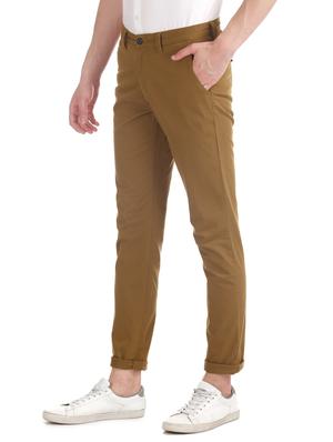 brown solid chinos trouser - 17597695 - Standard Image - 2