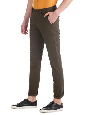 olive green solid chinos trouser - 17597696 - Standard Image - 2
