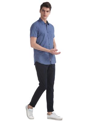 navy blue solid chinos trouser - 17597702 - Standard Image - 4