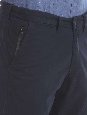 navy blue solid chinos trouser - 17597702 - Standard Image - 5