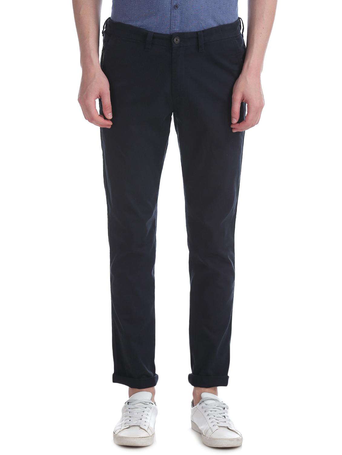 navy blue solid chinos trouser - 17597702 - Zoom Image - 1