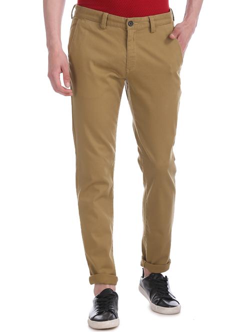 brown solid chinos trouser - 17597703 - Standard Image - 1