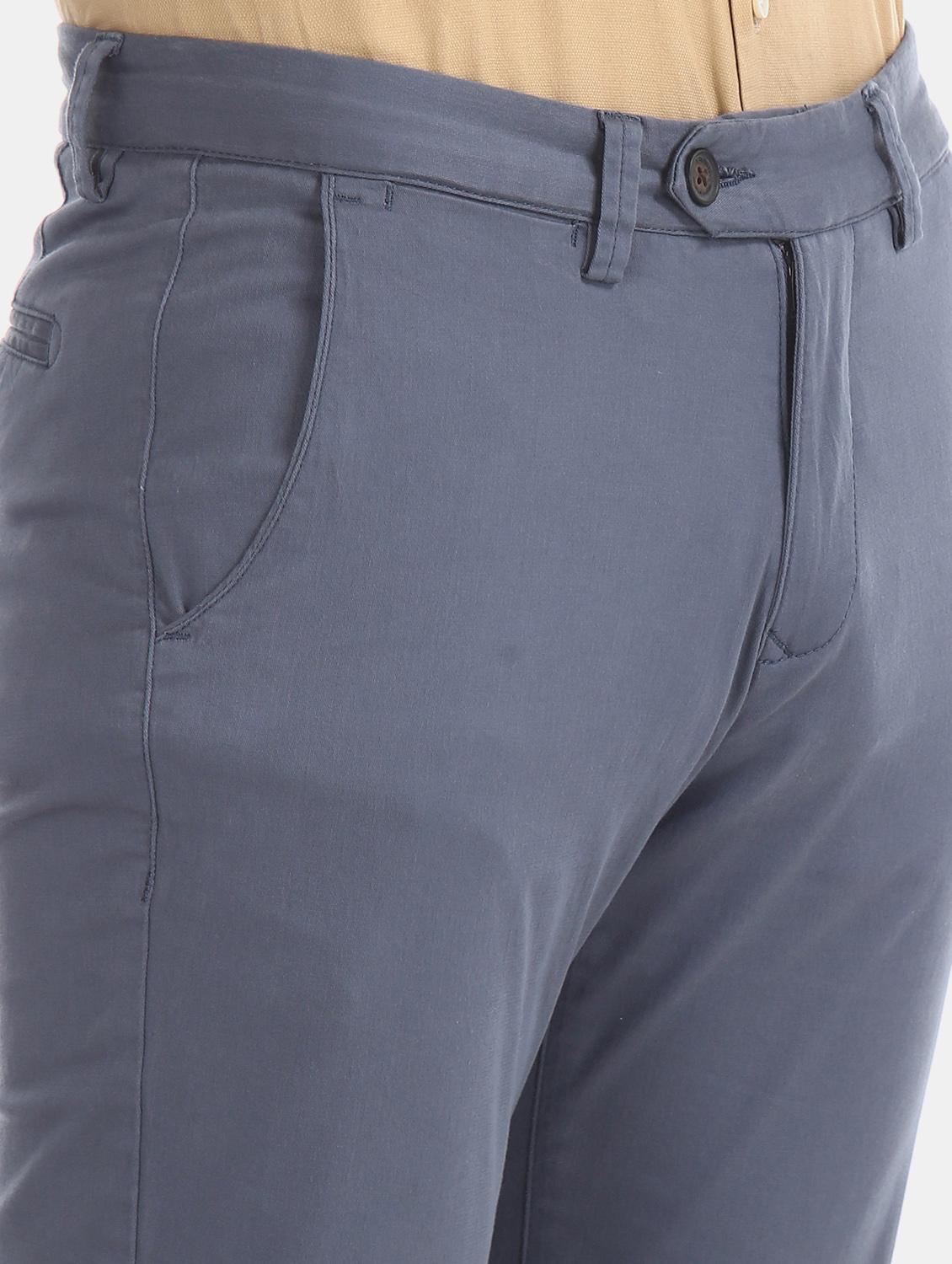 blue solid flat front casual trouser - 17597704 - Zoom Image - 5