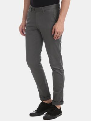 grey solid chinos trouser - 17597705 - Standard Image - 2