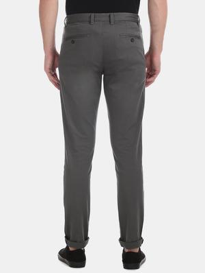 grey solid chinos trouser - 17597705 - Standard Image - 3