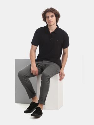 grey solid chinos trouser - 17597705 - Standard Image - 4
