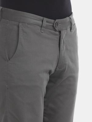 grey solid chinos trouser - 17597705 - Standard Image - 5
