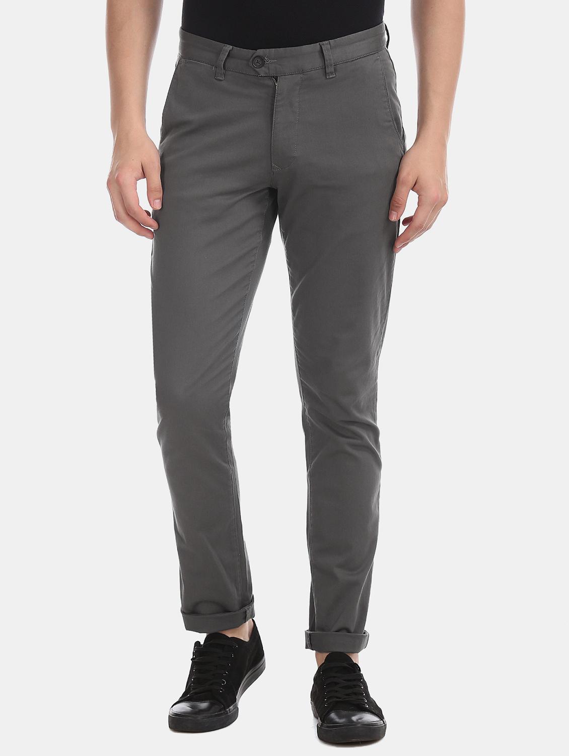 grey solid chinos trouser - 17597705 - Zoom Image - 1