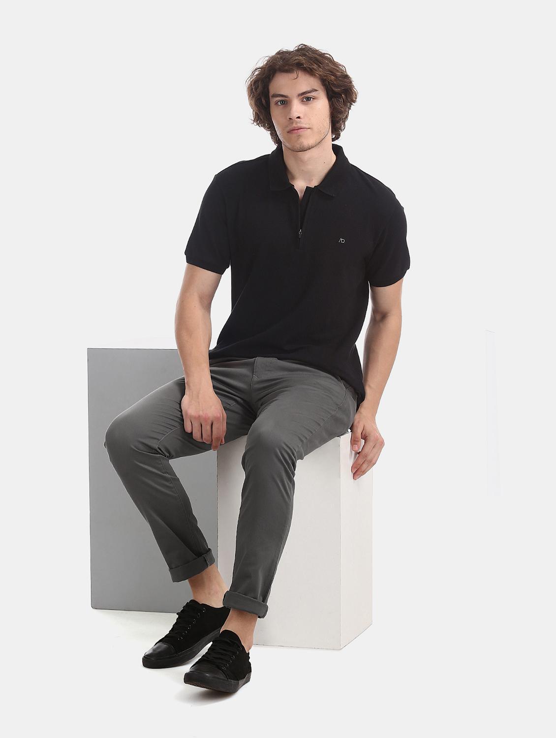 grey solid chinos trouser - 17597705 - Zoom Image - 4