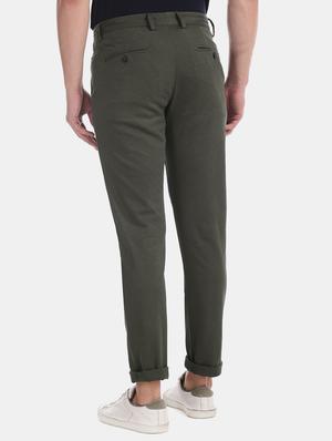 olive green solid chinos trouser - 17597708 - Standard Image - 3