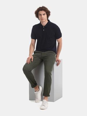 olive green solid chinos trouser - 17597708 - Standard Image - 4
