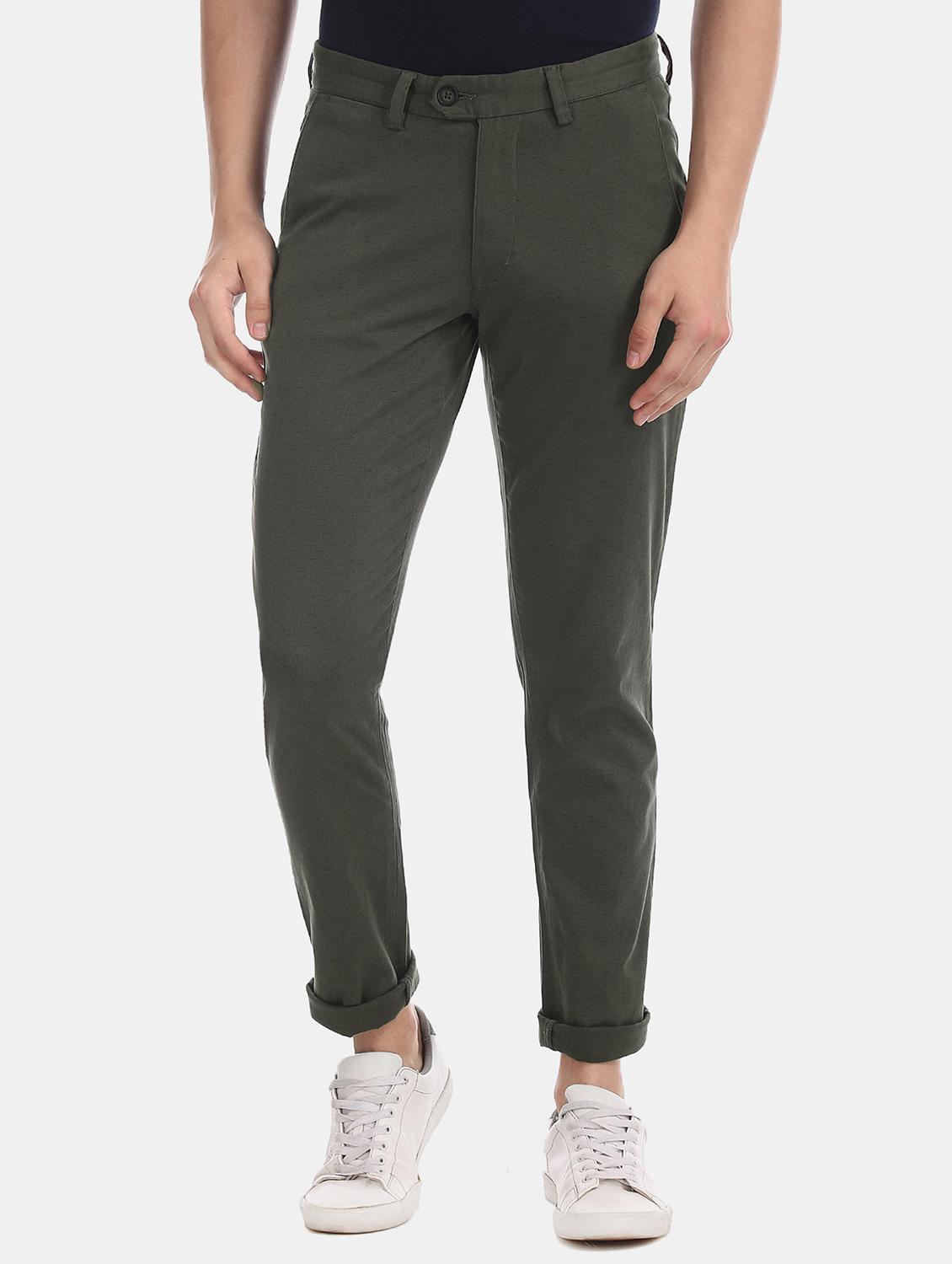 olive green solid chinos trouser - 17597708 - Zoom Image - 1