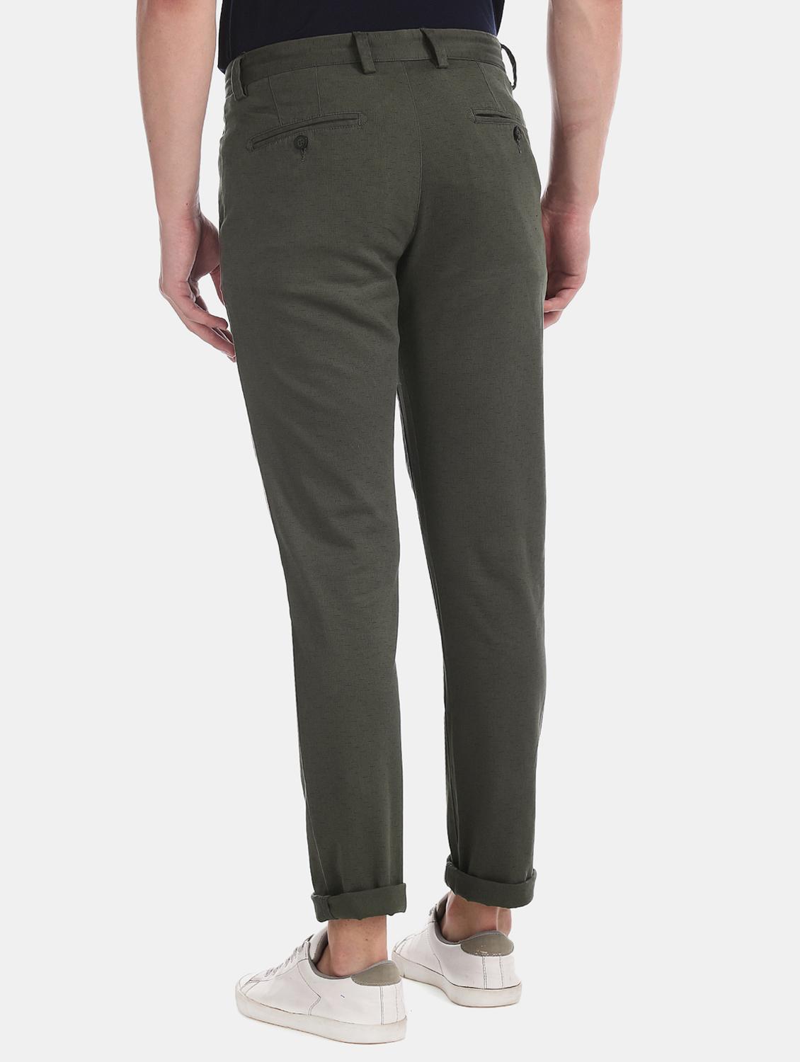 olive green solid chinos trouser - 17597708 - Zoom Image - 3