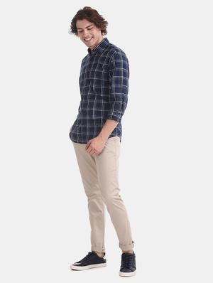 beige solid flat front casual trouser - 17597713 - Standard Image - 4