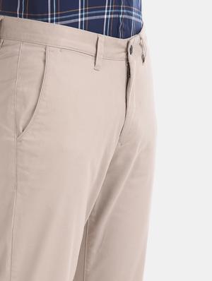 beige solid flat front casual trouser - 17597713 - Standard Image - 5