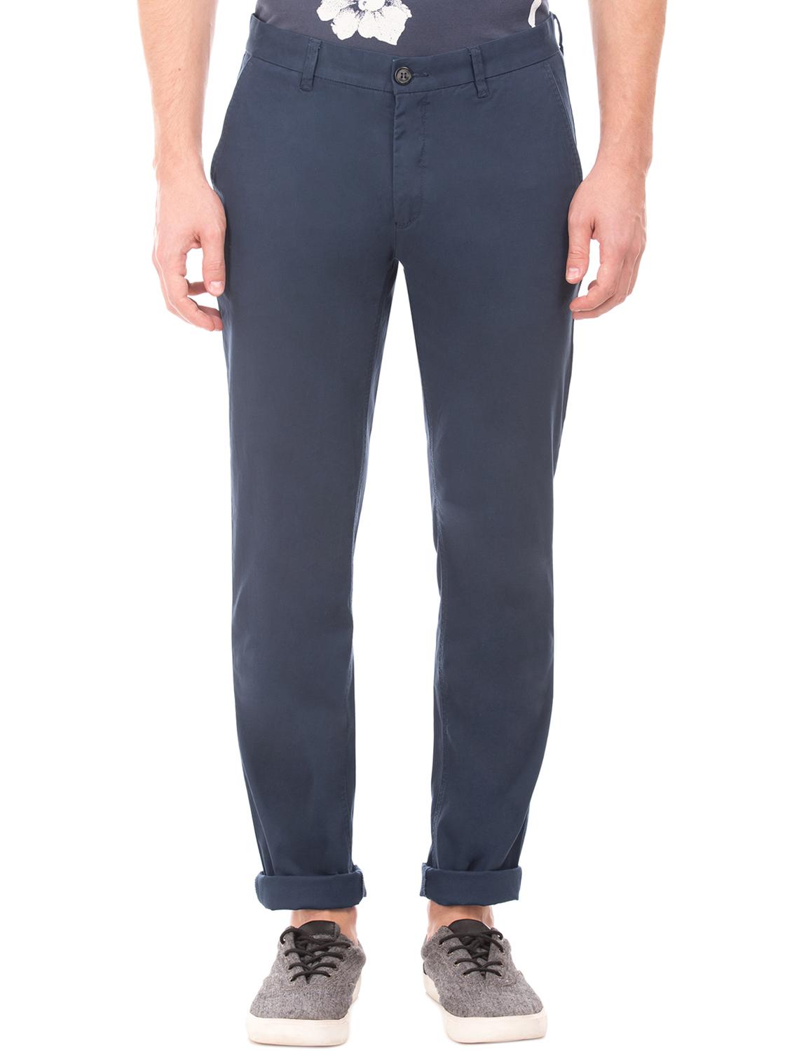 blue solid chinos trouser - 17597718 - Zoom Image - 1