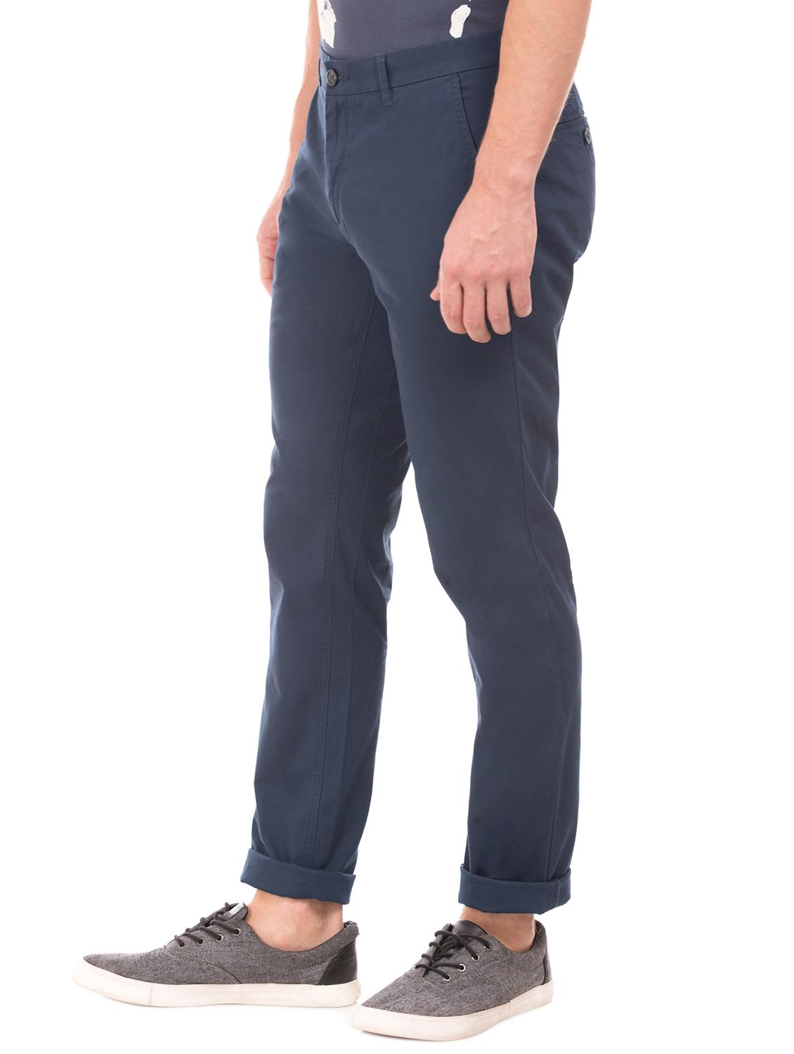 blue solid chinos trouser - 17597718 - Zoom Image - 2