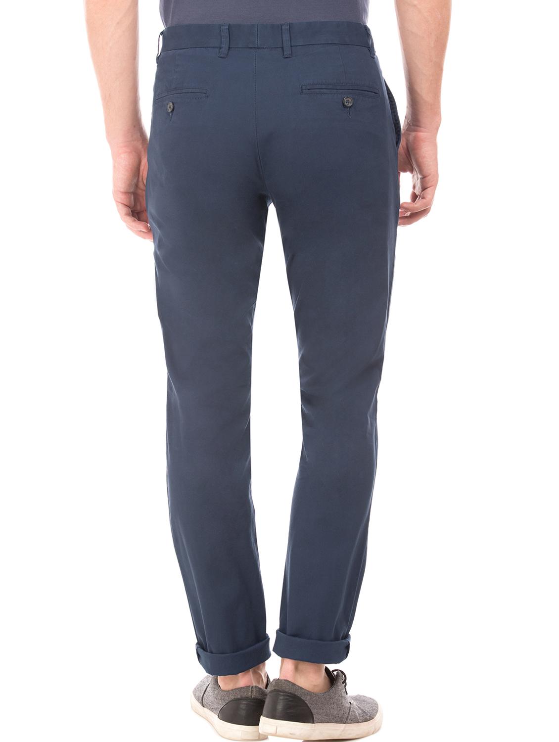 blue solid chinos trouser - 17597718 - Zoom Image - 3
