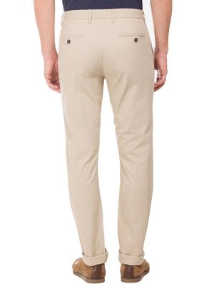 beige solid flat front casual trouser - 17597720 - Standard Image - 3