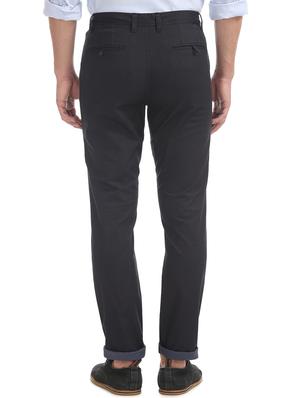 navy blue solid chinos trouser - 17597723 - Standard Image - 3