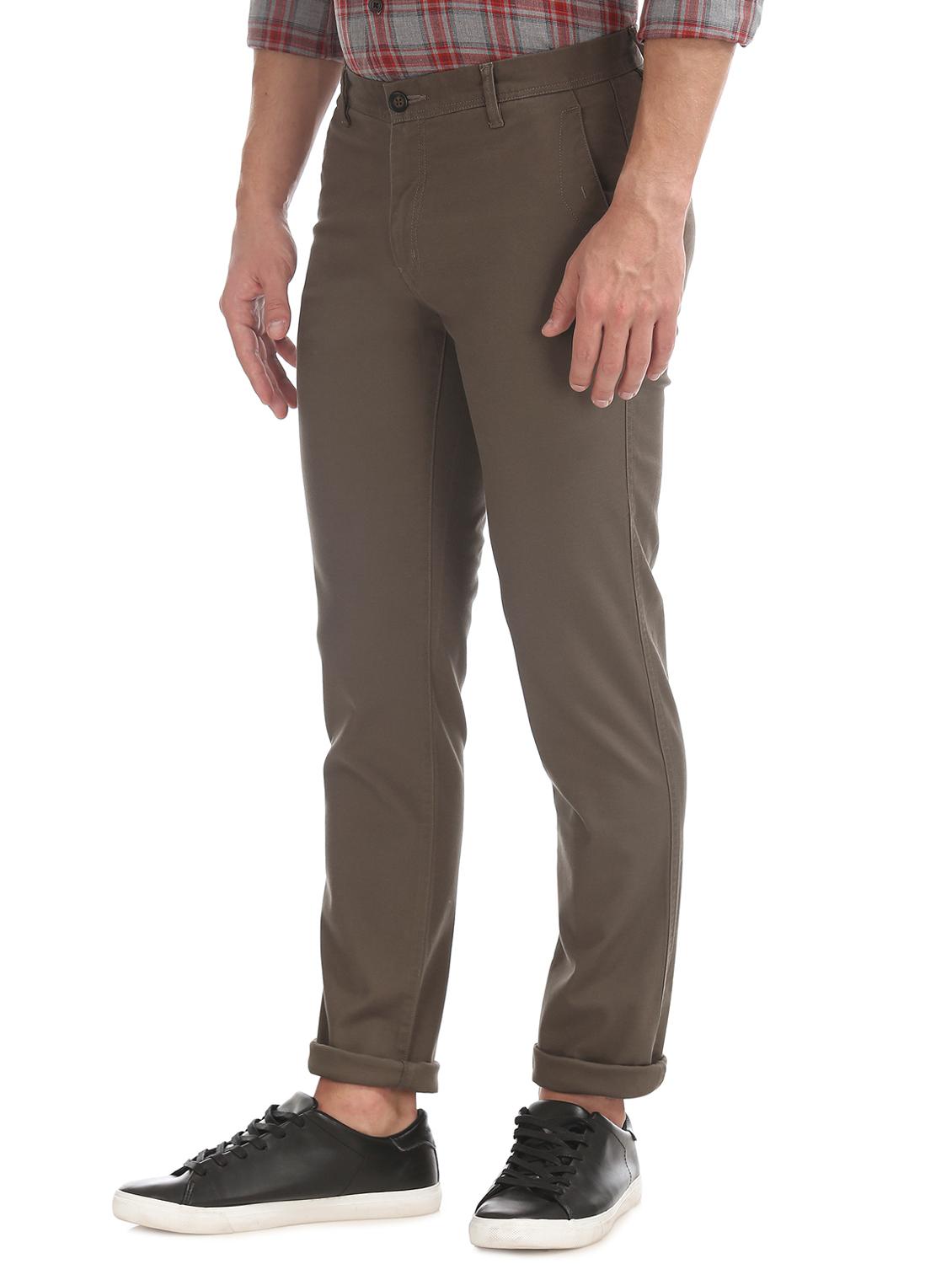 brown solid chinos trouser - 17597726 - Zoom Image - 2