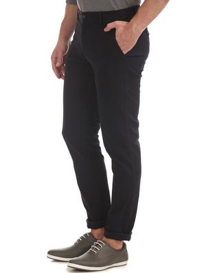 navy blue solid chinos trouser - 17597727 - Standard Image - 2