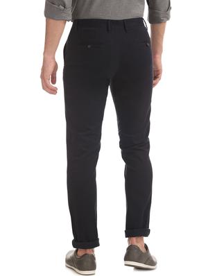 navy blue solid chinos trouser - 17597727 - Standard Image - 3