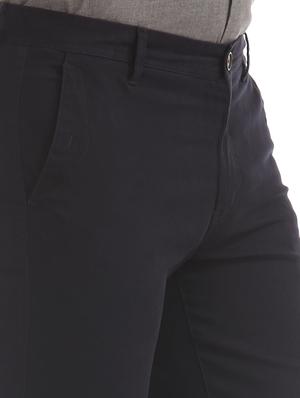 navy blue solid chinos trouser - 17597727 - Standard Image - 6