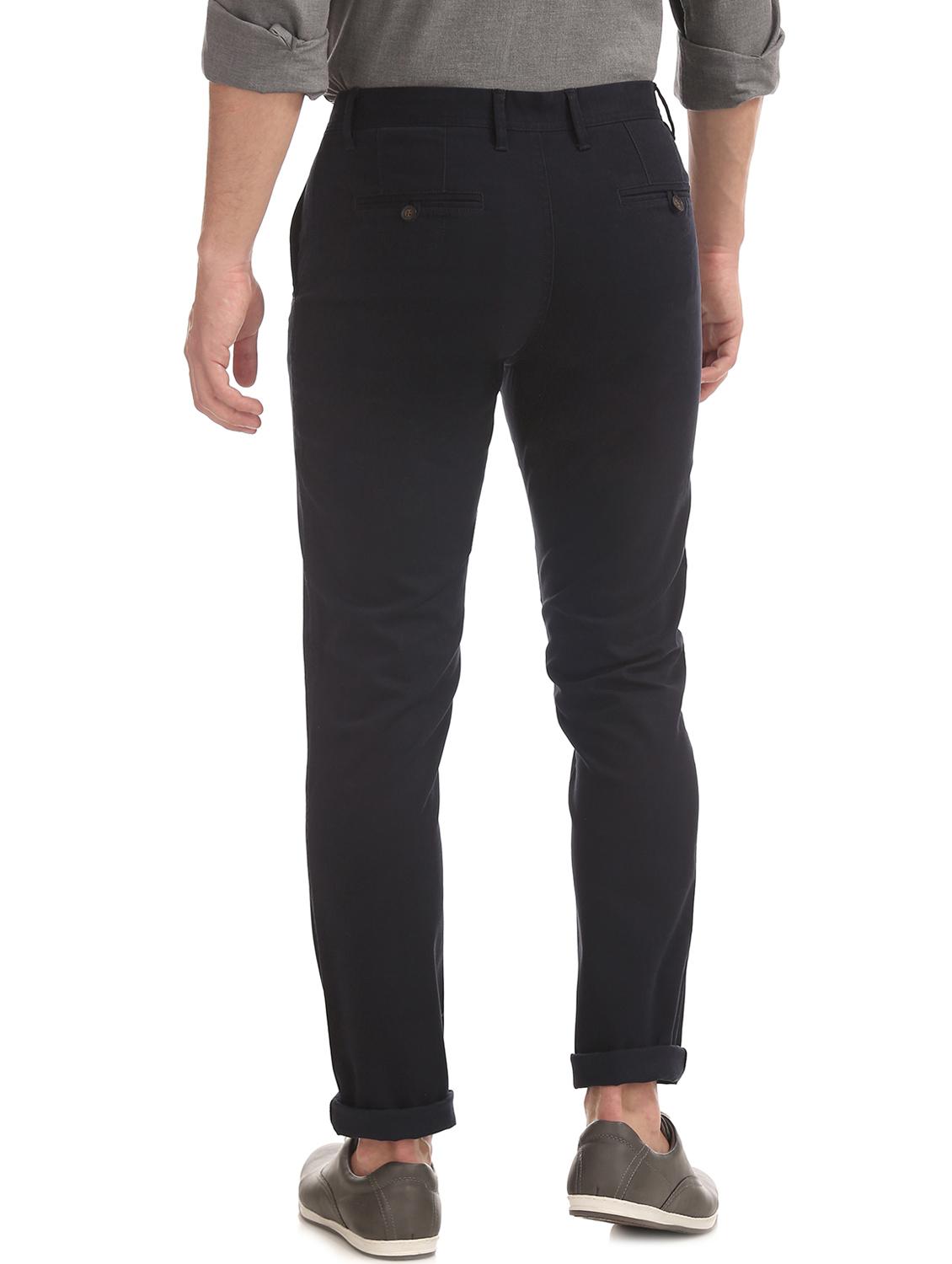 navy blue solid chinos trouser - 17597727 - Zoom Image - 3
