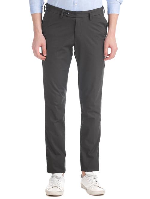 grey solid chinos trouser - 17597731 - Standard Image - 1