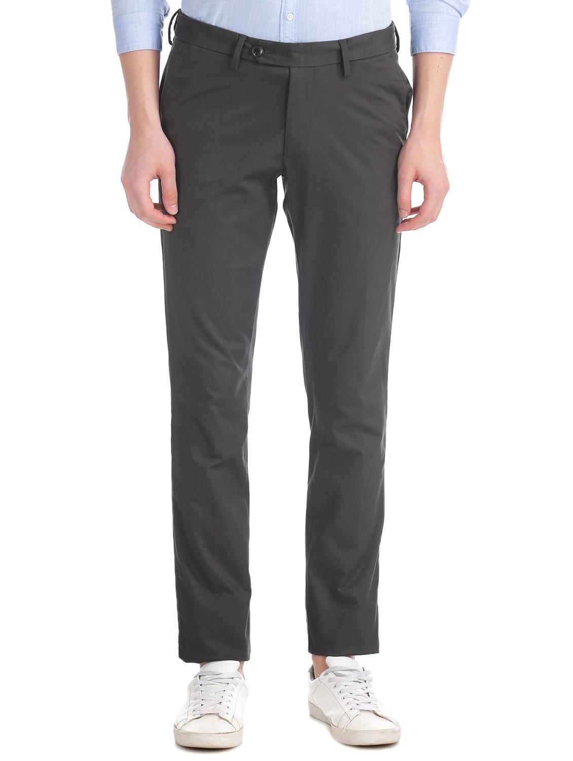 grey solid chinos trouser - 17597731 - Zoom Image - 1