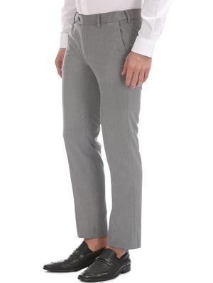 grey solid flat front formal trouser - 17597732 - Standard Image - 2